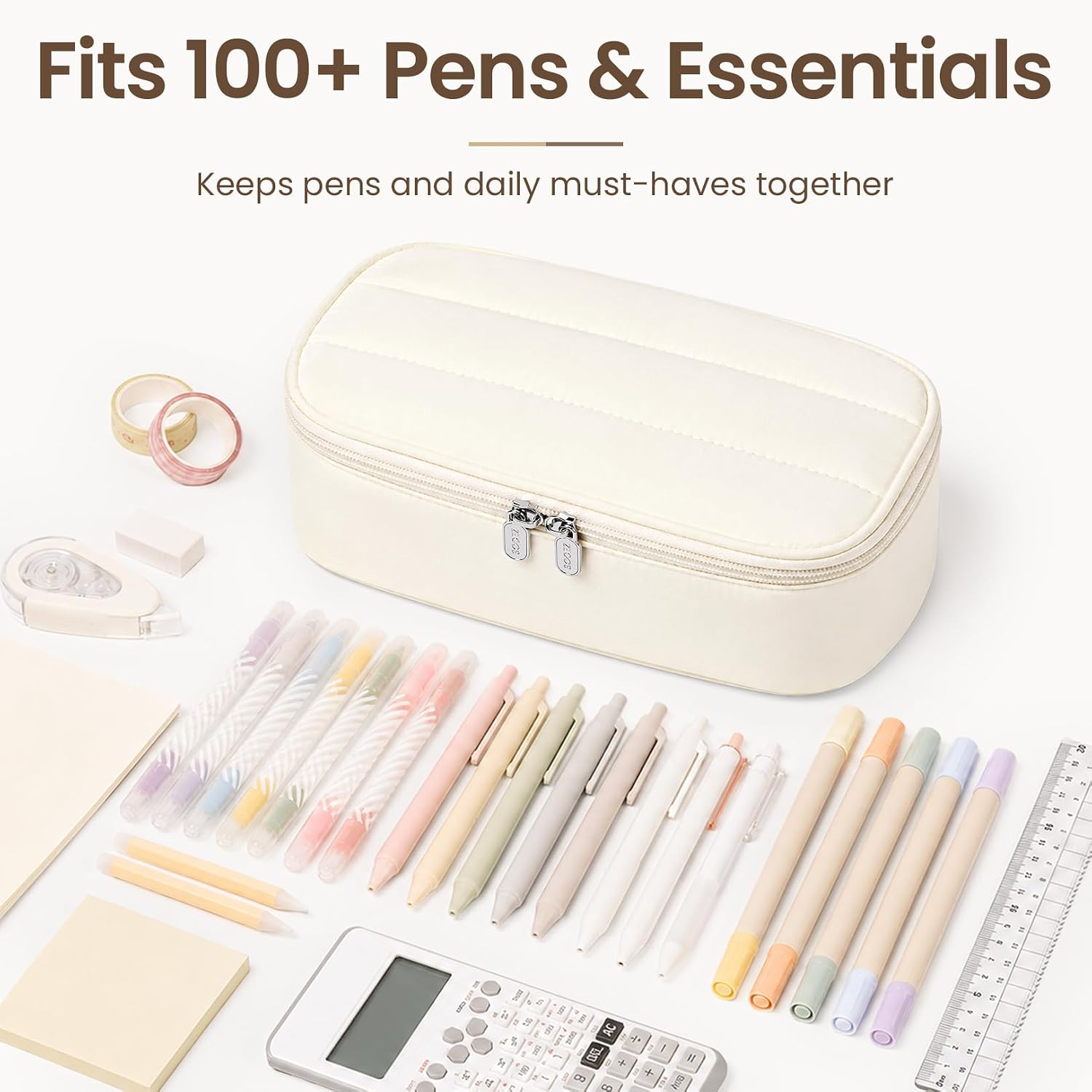 Sooez Cute Pencil Case, Soft Puffers Pencil Pouch, Large Pen Pencil Bag