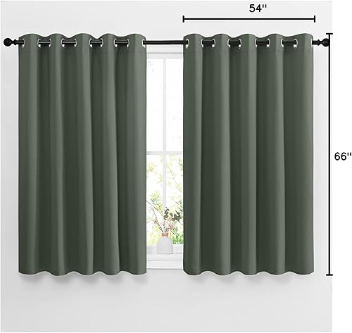 Miniatura 7 de NICETOWN Cortinas opacas de dormitorio para ventana de cocina, tratamiento de ventana, aislamiento térmico, ojales sólidos, reducción de sonido para