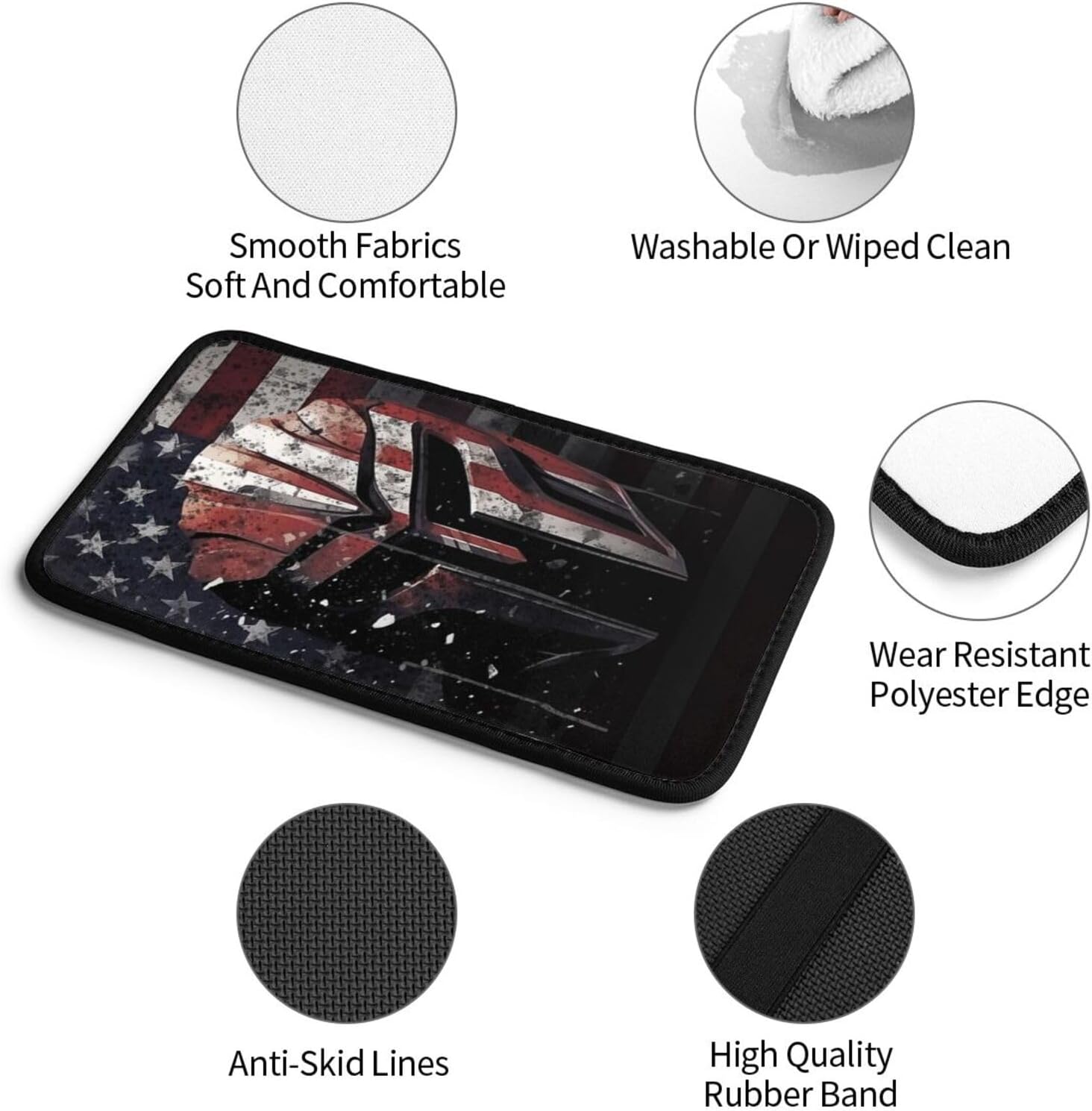 Universal Car Center Console Cushion Pad, American Flag Gladiator Mask Soft Waterproof Car Center Console Cover Auto Armrest Seat Box Cover Protector for Most Vehicle SUV Truck Car image 5