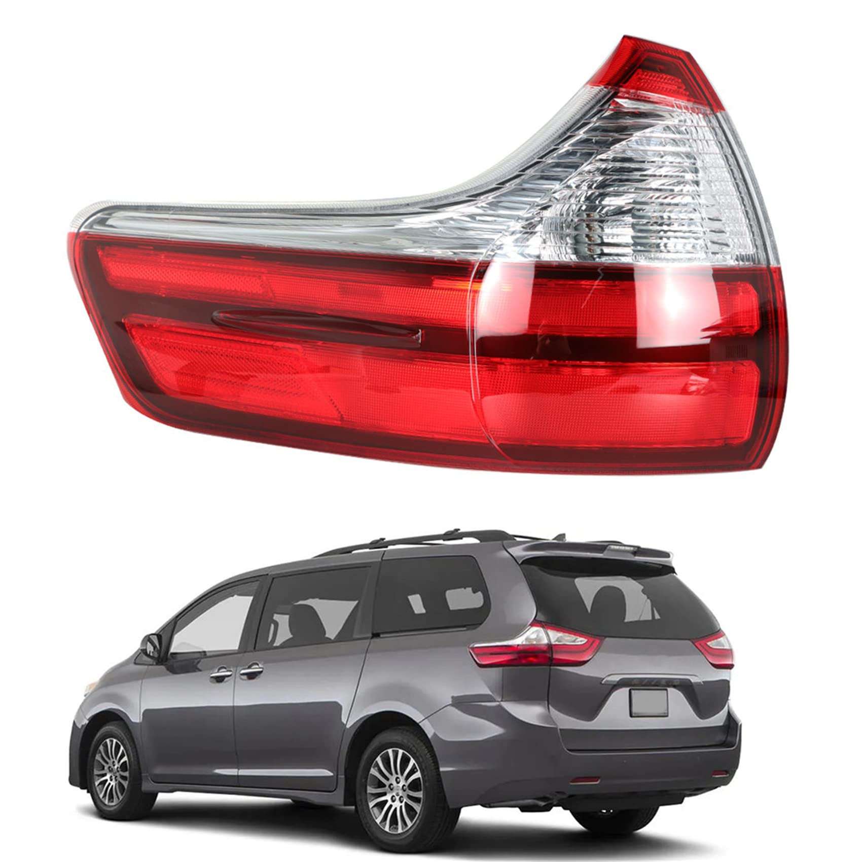Photo 1 of labwork Driver Side Outer Tail Light Replacement for 2015-2018 Toyota Sienna Rear Tail Light 