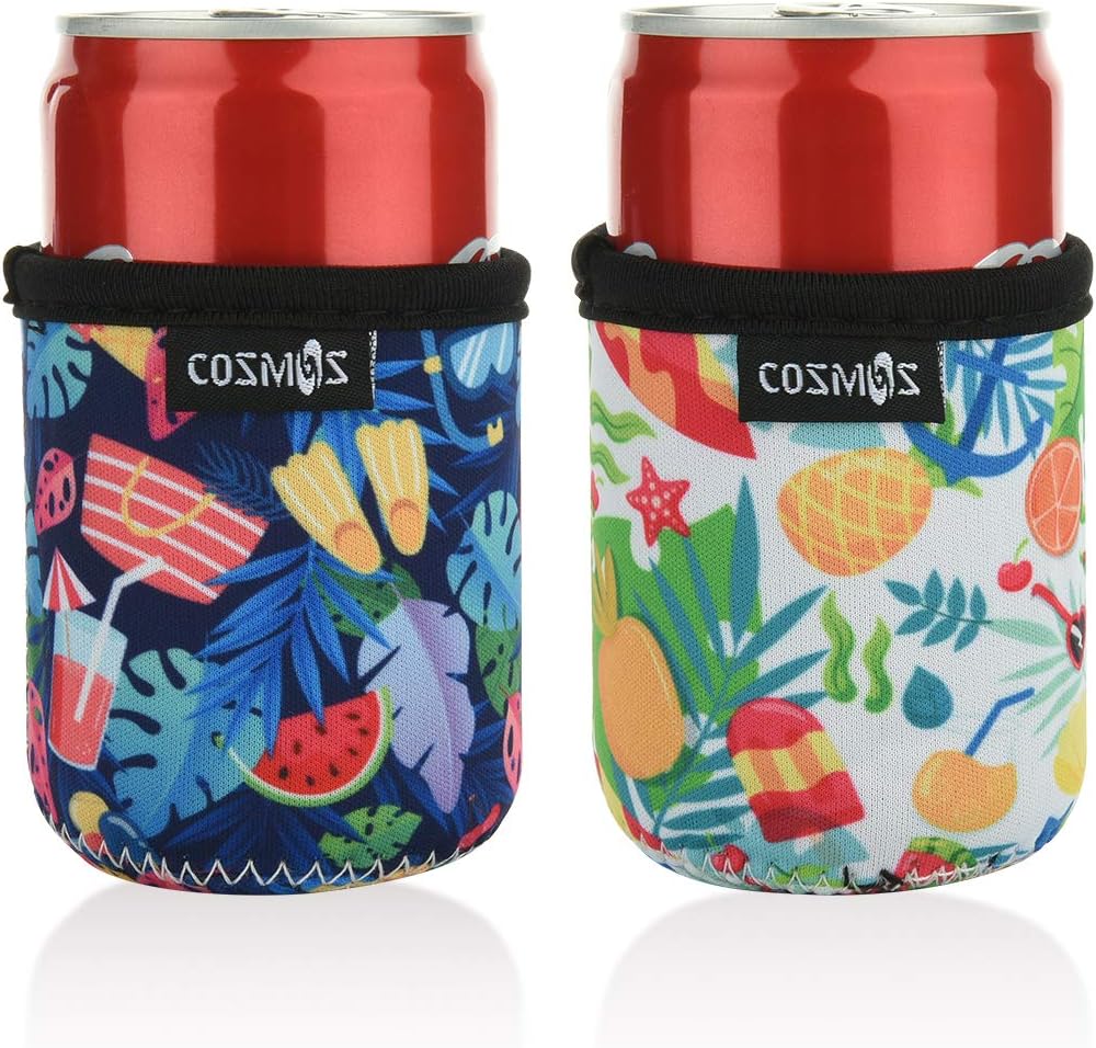 CM Soft Neoprene 7.5 Fl Oz Mini Can Sleeves Insulators Can Cooler Sleek Can Covers for Energy Drink & Beer Cans (7.5 OZ Holiday Pattern (2 Pcs)) - Image 2