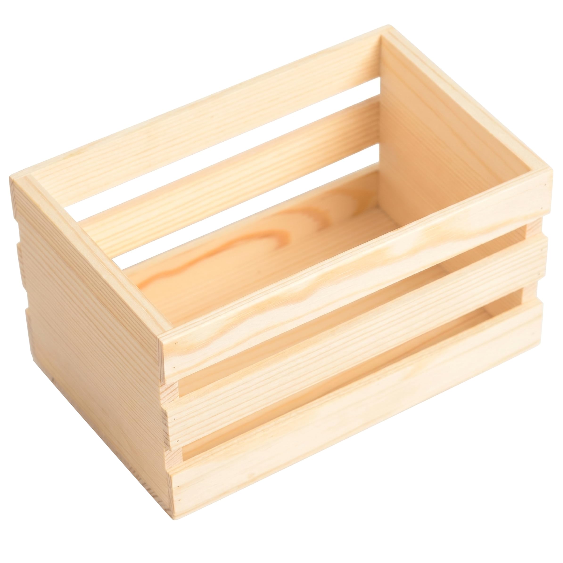 Nukinp Small Wooden Crate, Hollow Wooden Crates for Display Pine Wood Desktop Organizer for Stationery & Sundries, L