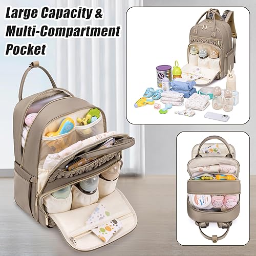 Miniatura 6 de Mochila para pañales, elegante bolsa de pañales para bebé, mochila impermeable para pañales de viaje, bolsas de bebé con cambiador, correas para