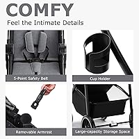 Vista 9 de INFANS Cochecito infantil 2 en 1, cochecito de bebé horizontal y cochecito de cuna reversible, cochecito plegable con toldo ajustable, soporte