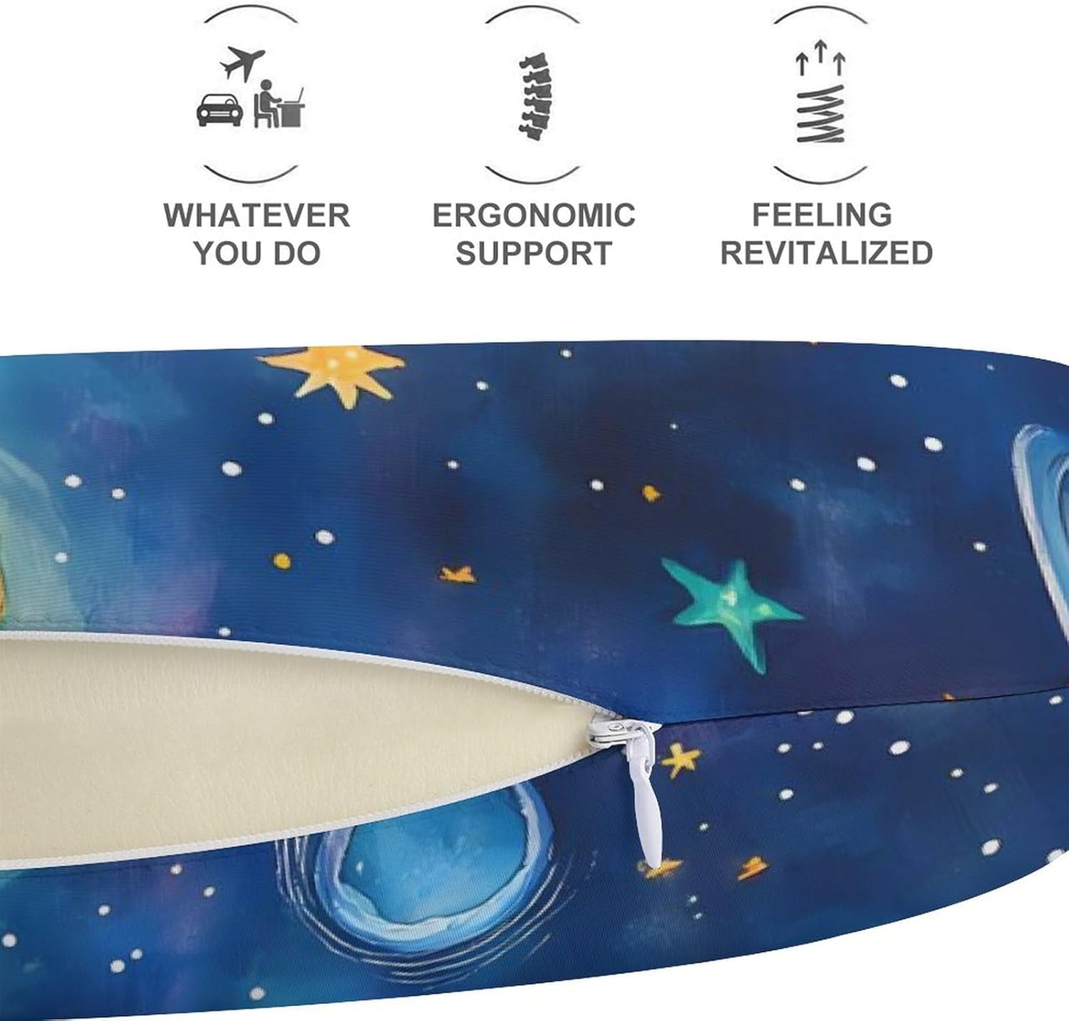 Watercolor Galaxy Solar System Memory Foam Pillows U Shaped Travel Neck Pillow