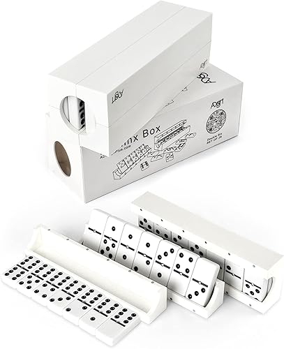 Juego de 28 juegos de dominó Doble profesional 6s Caja multiusos Bandejas para colocar azulejos Blanco por ADesign+