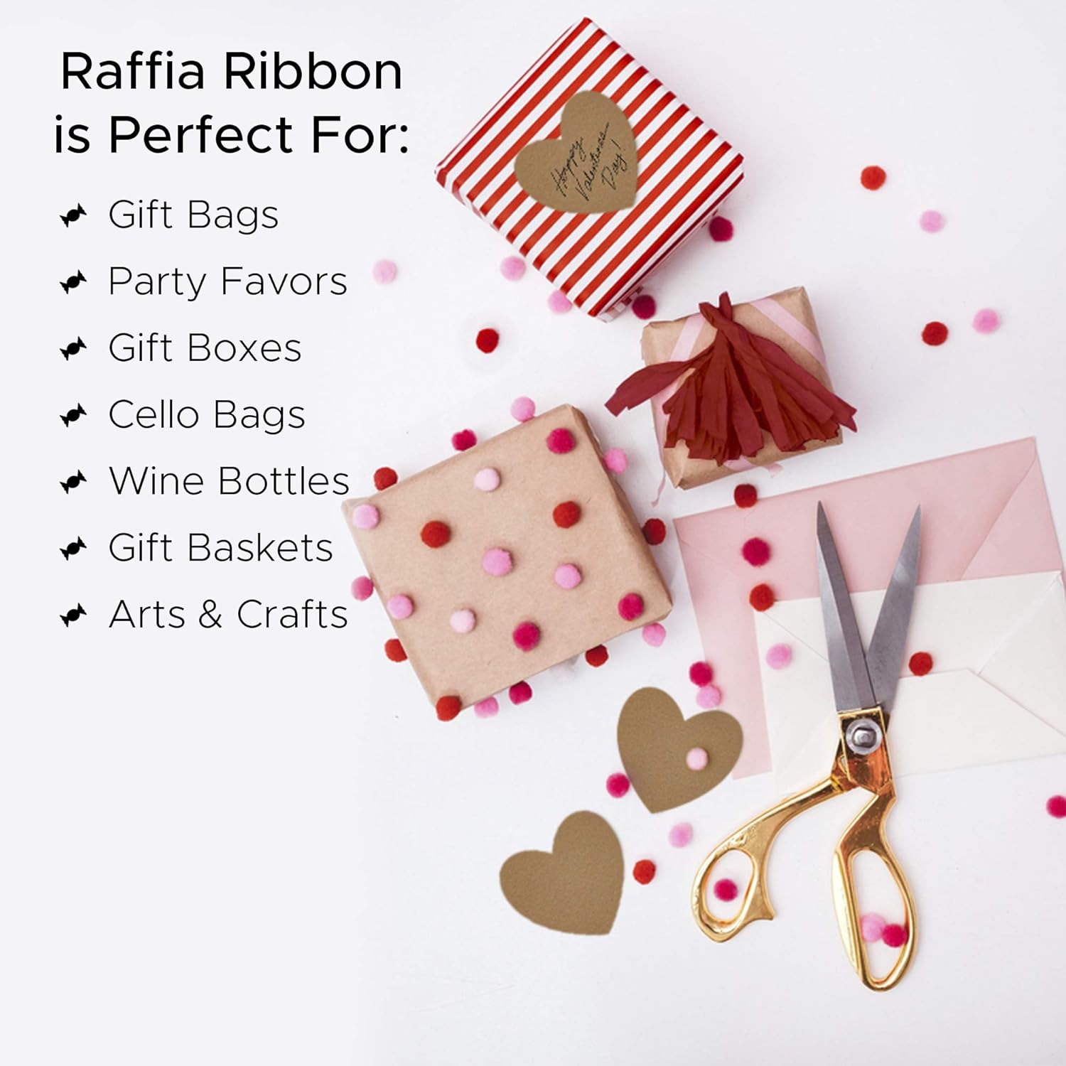 BonBon Paper Black Ribbon | Raffia Ribbon for Gift Wrapping, Gift Bags and DIY Arts and Crafts | Premium Wrapping Paper Accessories | 100 Yard Spool : Health & Household