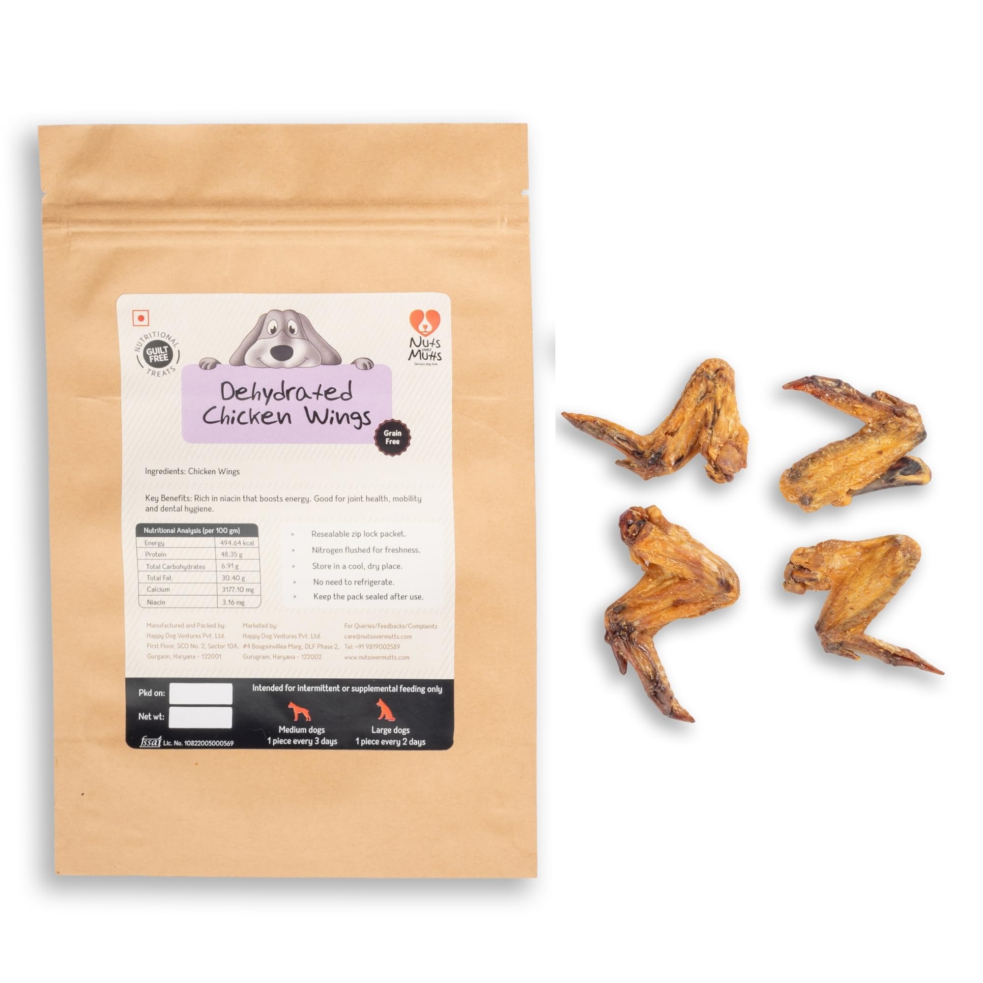 Nuts over Mutts Chicken Wings Dehydrated. Single Ingredient dehydrated Treat for Dogs. All-Natural, no preservatives, no Chemicals. 1 Pack (5 Chicken Wings) (B0D9MR9XYQ) Amazon Price History, Amazon Price Tracker