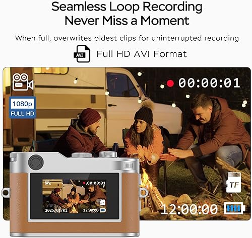 Miniatura 3 de Mini cámara retro con video de 1080P, fotos de 12 MP, cámara digital con llavero, cámara pequeña ultracompacta con tarjeta SD de 32 GB, adaptador