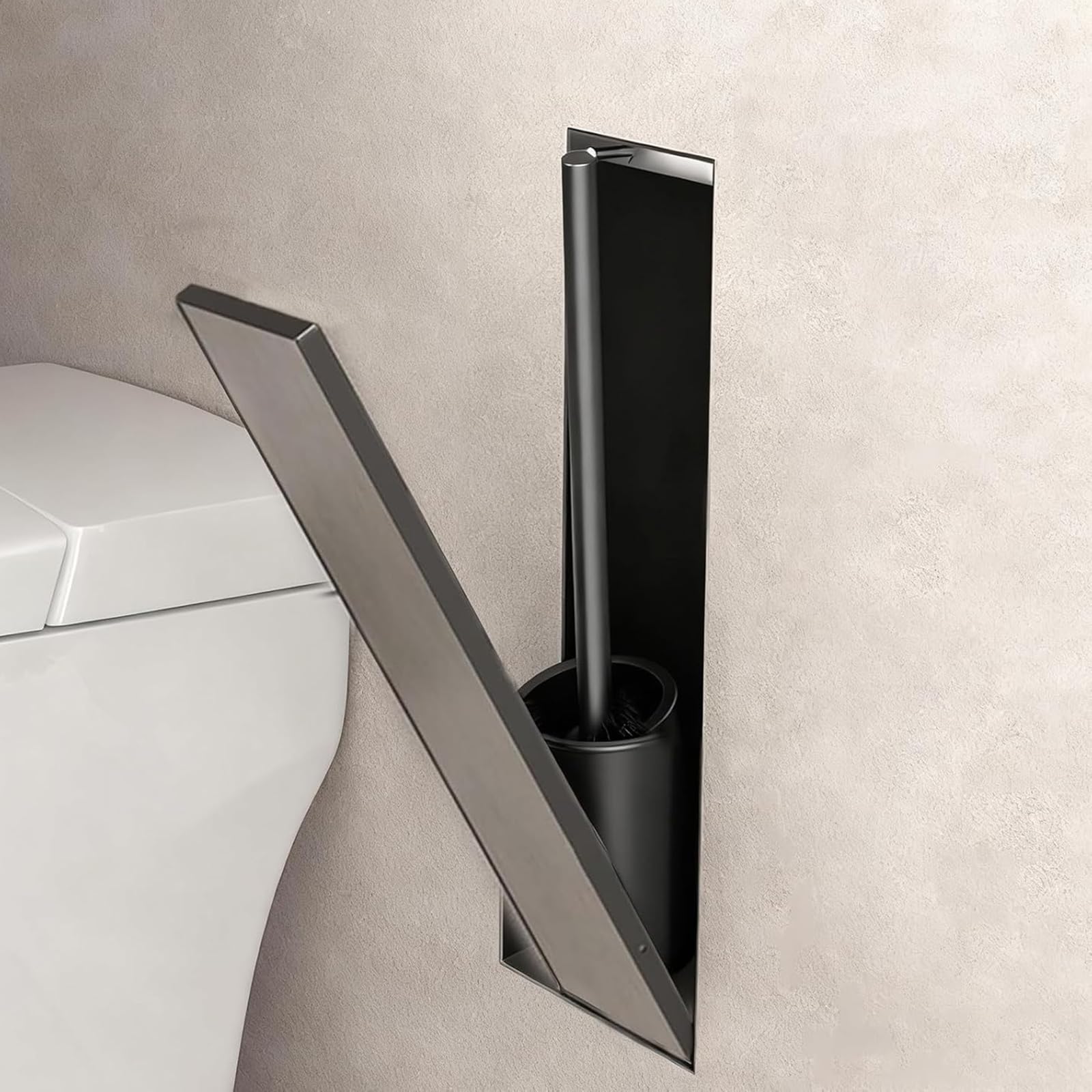 Support de brosse WC encastré mural en acier inoxydable brossé
