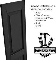 Vista 64 de Persianas de vinilo de panel elevado Pontiac Trail (1 par) 14.5"x31" - Negro Cosmos/Pintable Persianas de ventana exteriores Incluye hardware