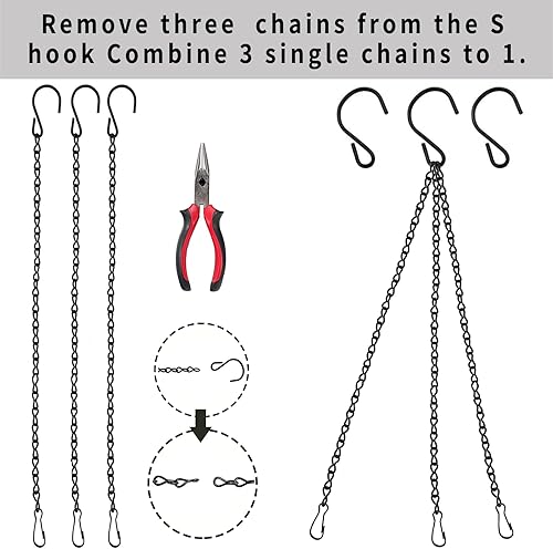 Miniatura 3 de Paquete de 6 cadenas colgantes de 19.7 pulgadas, cadena de cesta colgante negra, para plantas colgantes, comederos de pájaros, vallas publicitarias,