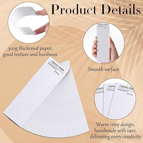 Miniatura 4 de YooNotee Juego de 100 fundas para lápiz labial y organizador de tira de aroma, tarjetas de presentación blancas y bolsas colgantes transparentes,