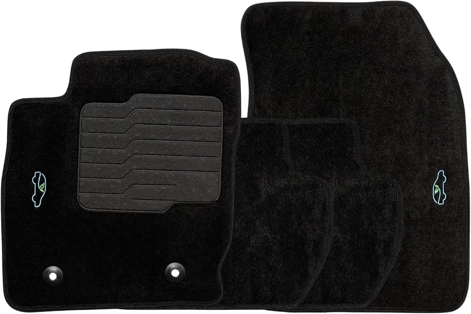 Carpet Floor Mats for 2018 to 2022 Ford EcoSport with Heel Pad and Safety Locks - Front and Rear - Black - ecoMats