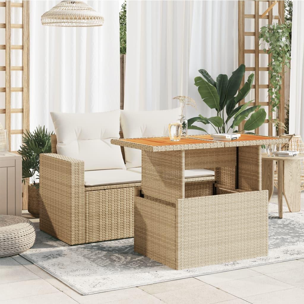 Tavolo da Giardino Regolabile Polyrattan e Acacia 100x55 cm | Tavolo trasformabile con piano elevabile in legno per pranzi e aperitivi in terrazzo o veranda.