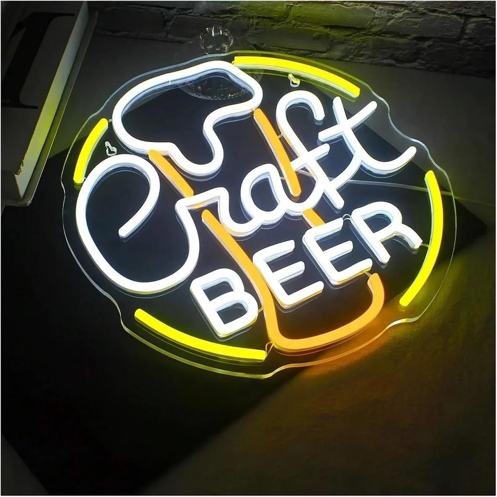 Genérico Luces de neón Letrero de neón iluminado para cerveza artesanal, Para ideal para fiestas, discotecas, bares y restaurantes