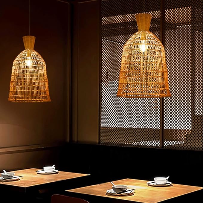 STARZE Hangende Lampenkap Van Geweven Bamboe Rieten Rotan Plafondlamp Met Verstelbaar Snoer Kroonluchter Lamp Hanglampen Aan De Kust Van Een Boerderij Boho Hanglamp Schaduw Voor Keukeneiland Eetkamer photo 2