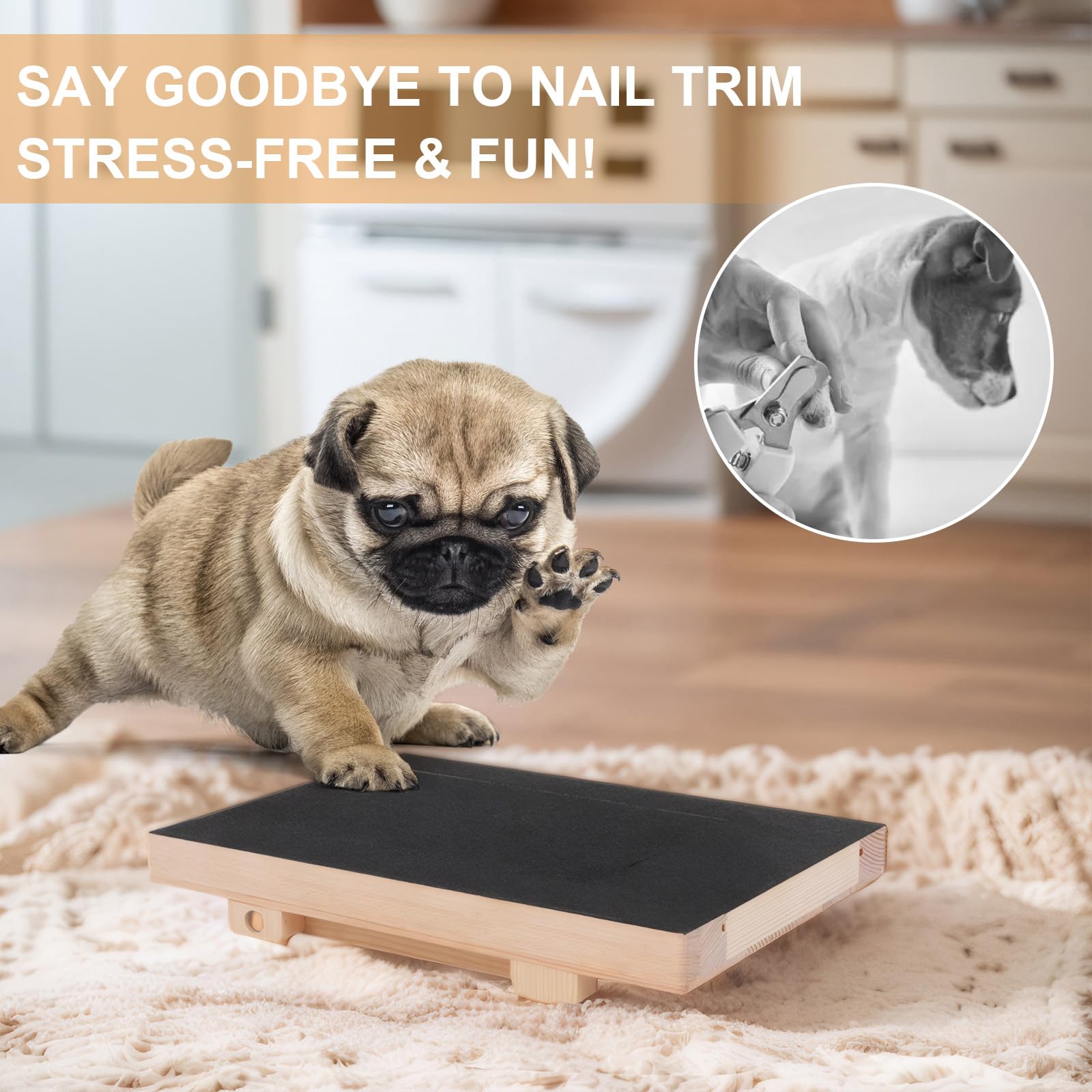 LiveGo Tampon à griffes pour chien, équipé de papier de verre, planche d'entretien sans stress, lime à ongles pour chien avec compartiment à collation, convient pour les chiens de petite et moyenne
