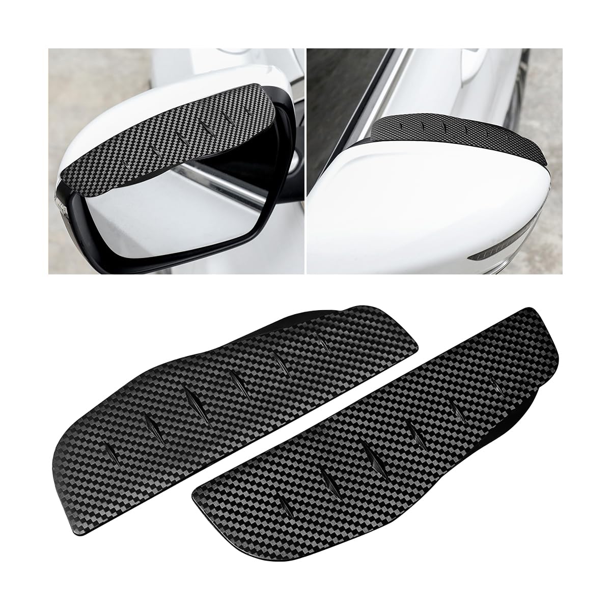 KHGUZ 2PCS Car Rear View Mirror Rain Visor Guards, Carbon Fiber Waterproof Vehicle Side Mirror Rain Eyebrow, Rainproof Auto Rearview Mirror Visor Guard, Universal for SUV, Truck (Gray/Carbon Fiber)