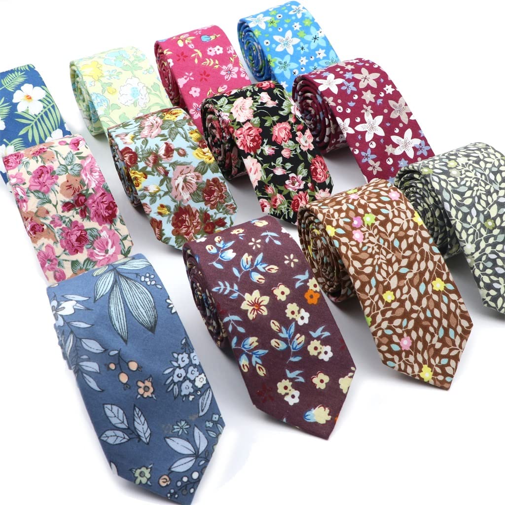 Corbata Floral de algodón Corbata Estampada Ajustada para Hombre Corbata Casual para Hombre Traje de Corbata Pajarita Floral