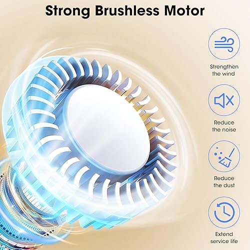 Miniatura 7 de Ventilador personal portátil recargable de 8000 mAh, ventiladores corporales con 3 velocidades de enfriamiento más rápido y luz LED, ventiladores de