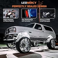 Vista 2 de LEDMIRCY R2 - Kit de luces de roca blanca pura con interruptor Roker, arnés de cable, 12 luces LED de roca blancas para todoterreno, camión, ATV