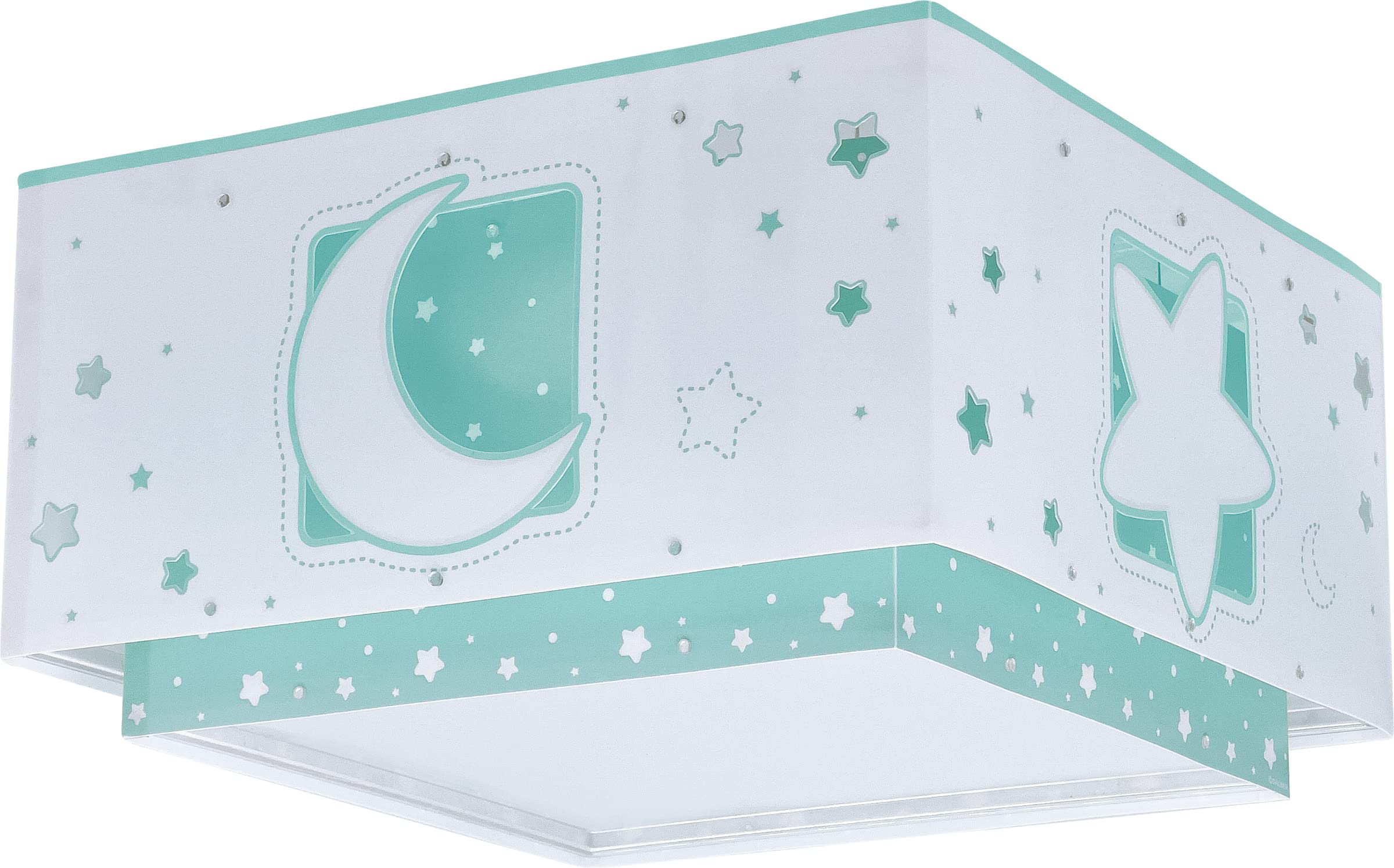 Dalber Lámpara plafón de techo infantil Moonlight Luna y Estrellas Verde, plafones infantiles, 63236H, E27