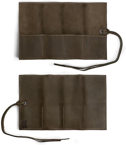 Miniatura 8 de Hide &amp; Drink, Organizador de rollos de reloj de cuero hecho a mano de cuero de grano completo, con capacidad para hasta 4 relojes, fácil de llevar