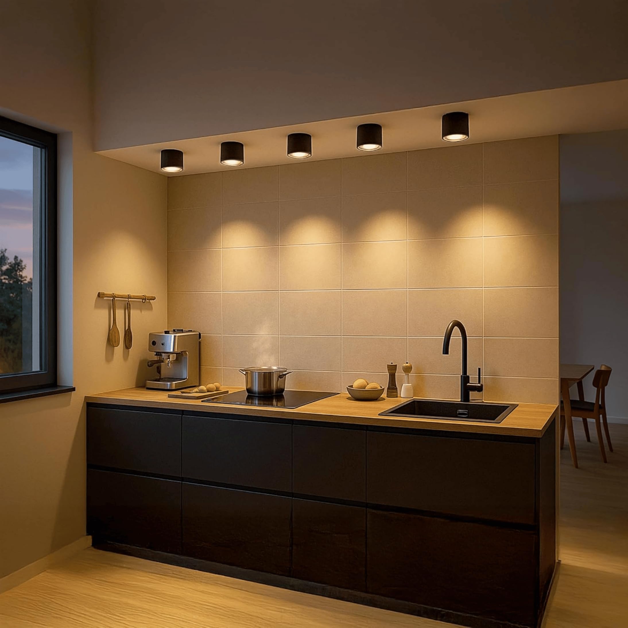 SSC-LUXon MILAGU - spot de plafond en saillie LED integree noir dore | Installation rapide et discrète pour un rendu épuré, faible consommation et longue durée de vie au quotidien.