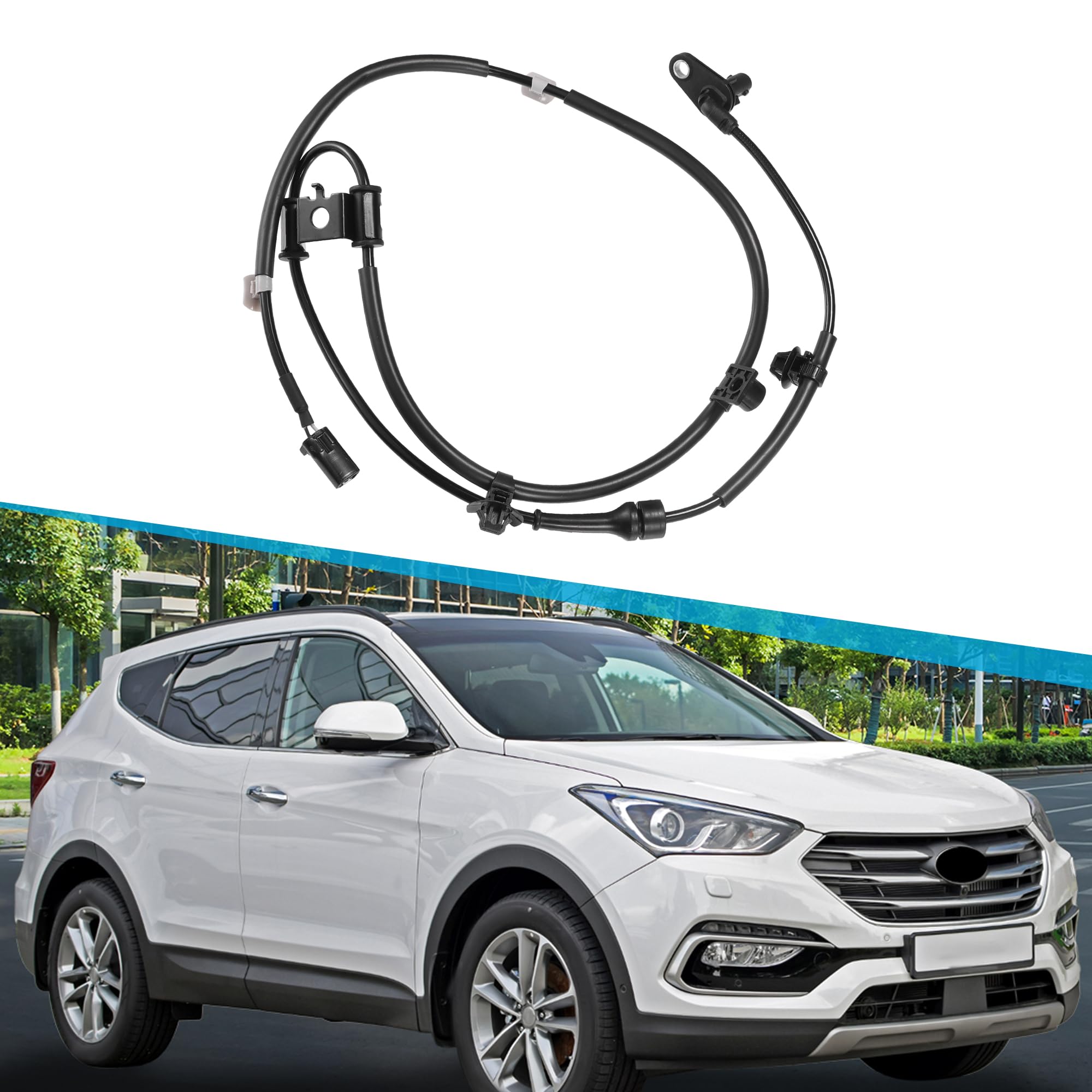 QUARKZMAN Capteur De Vitesse De Roue Abs Pour Hyundai Santa Fe 13-19 | Avant Gauche, Pour Hyundai Santa Fe Sport 2013-2018 & XL 2019, OE: 956702W000, Matériau: Plastique & Métal, Couleur: Noir