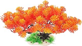 ABOOFAN Aquarium Artificial Plastic Plants Decoration Fake Blossom Tree Grass Aquarium Decor Set Goldfish Betta Fish Tank Decorations Hides Accessories