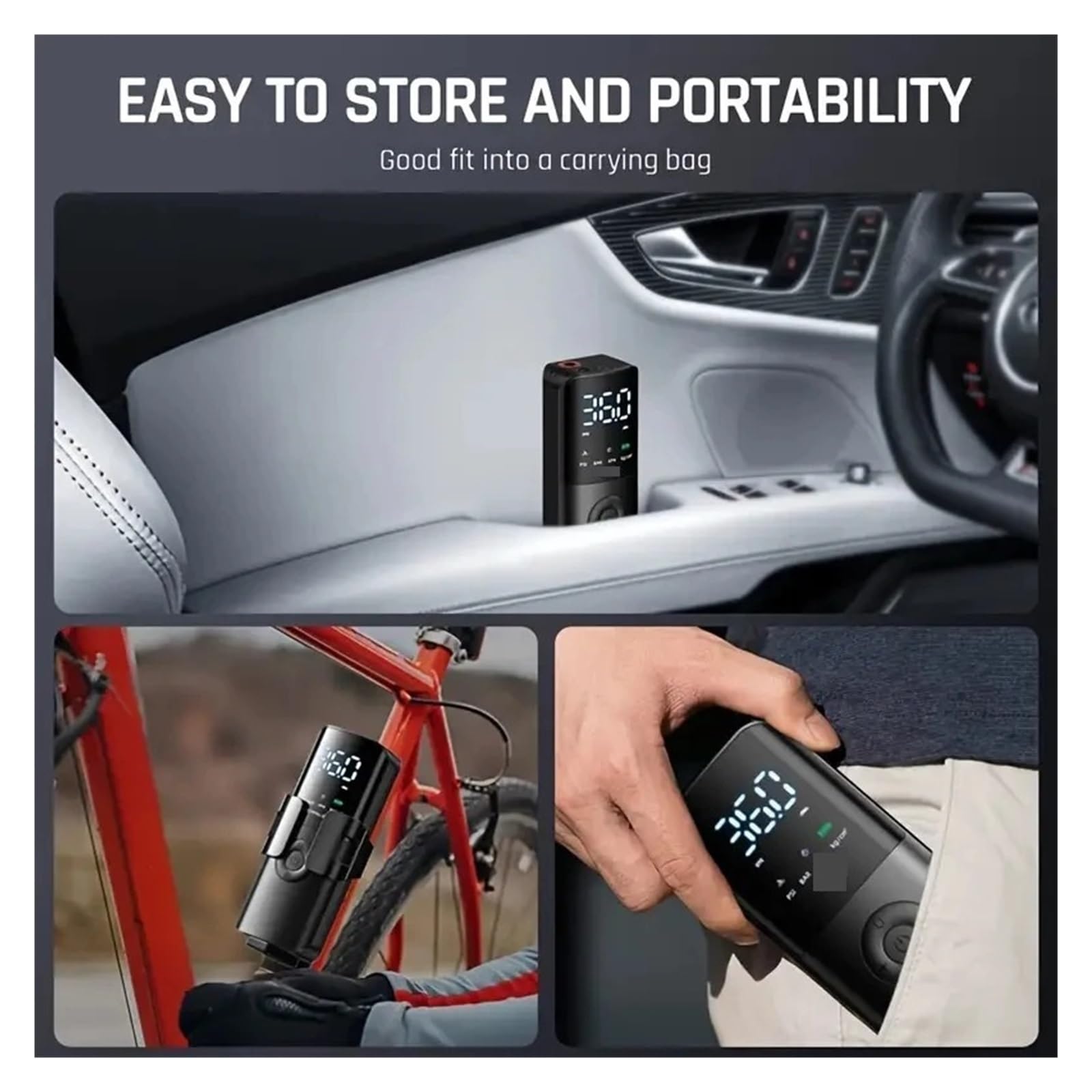 Pompa di Aria Senza Fili for Auto Pneumatico for Auto Portatile Gonfiatore Elettronico Automatico Ad Alta Pressione con Torcia Elettrica 4000mAh 150PSI Compressore d'Aria Gonfiatore Rapido