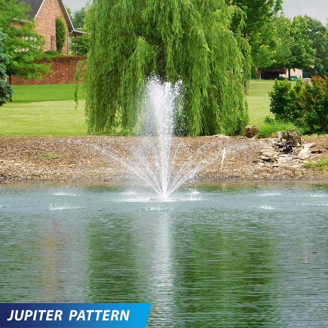 Outdoor Water Solutions 1/2HP Decorative Pond Floating Eco Fountain | Optional Color Changing Lights | Floating Display Fountain for Ponds (No Lights)