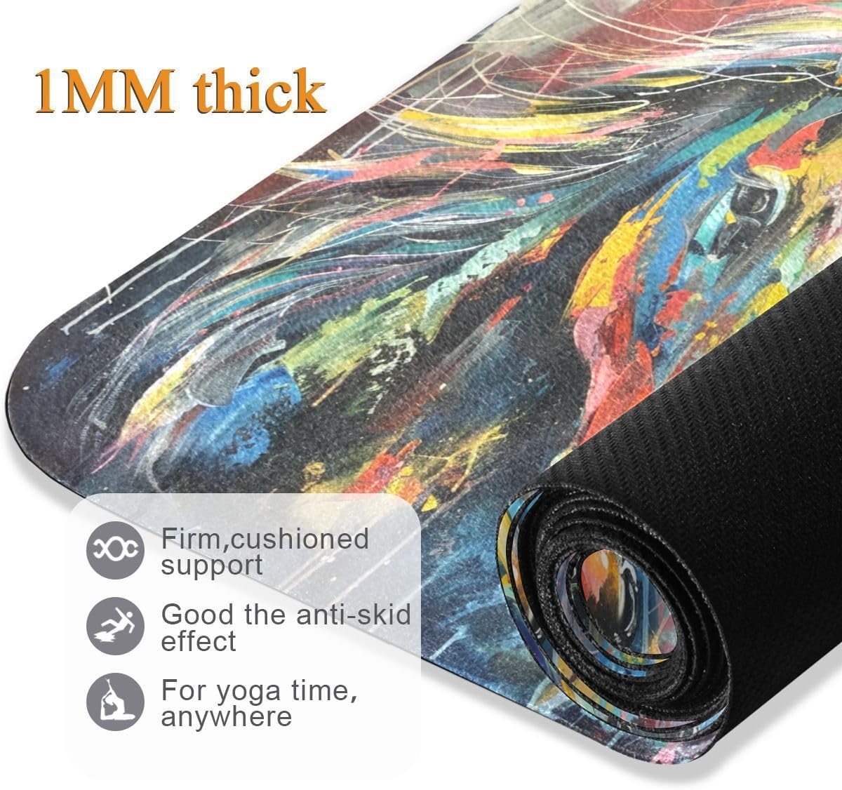 ALAZA Modern Painting Horses Abstract Yoga Mat Non Slip Fitness Exercise Mat, Workout Mat for Yoga, Pilates and Floor Exercises