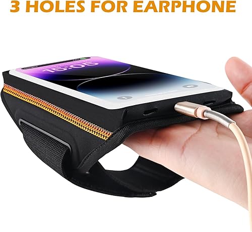 Miniatura 7 de Brazalete de teléfono para correr con diseño 3D para teléfono celular con bolsillo con cremallera para auriculares, llaves de automóvil, resistente