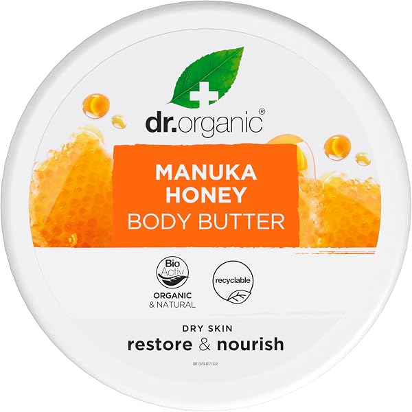 Dr. Organic Manuka Honey Body Butter 200ml, hydratation profonde
