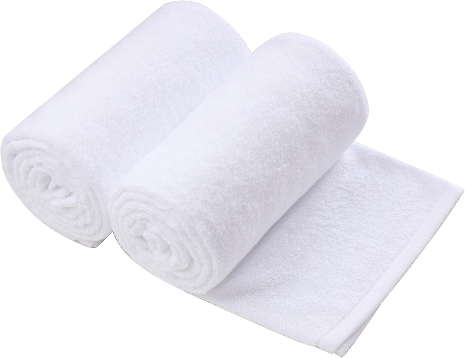 Towels Pack of 2 Bath Towels 27 x 55 Inches, White Soft Cotton Terry Towel with Quick Dry & Highly Absorbent, Perfect Extra Large Bathroom Shower Towels (White, 27 x 55 inch - 2 Pack)