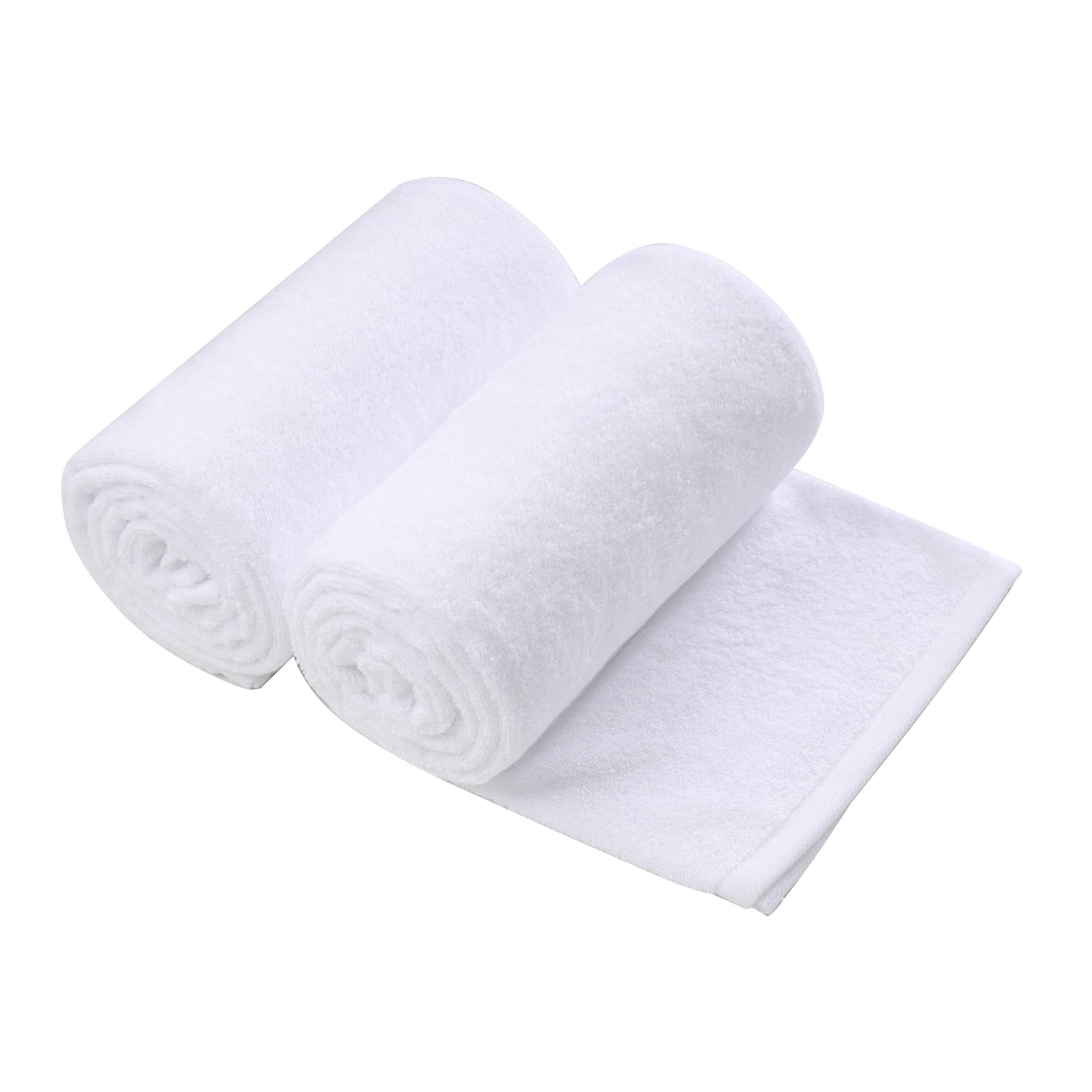 Towels Pack of 2 Bath Towels 27 x 55 Inches, White Soft Cotton Terry Towel with Quick Dry & Highly Absorbent, Perfect Extra Large Bathroom Shower