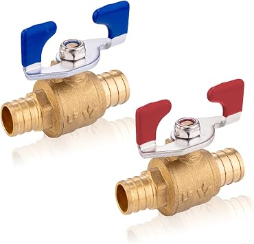 2PACK GUOFIS PEX Crimp Full Port Ball Valve with Butterfly,3/4 Inch