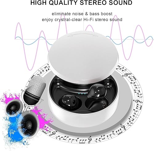 Miniatura 5 de Auriculares invisibles más pequeños inalámbricos Bluetooth in Ear Mini discretos pequeños auriculares para dormir ocultos con estuche de carga