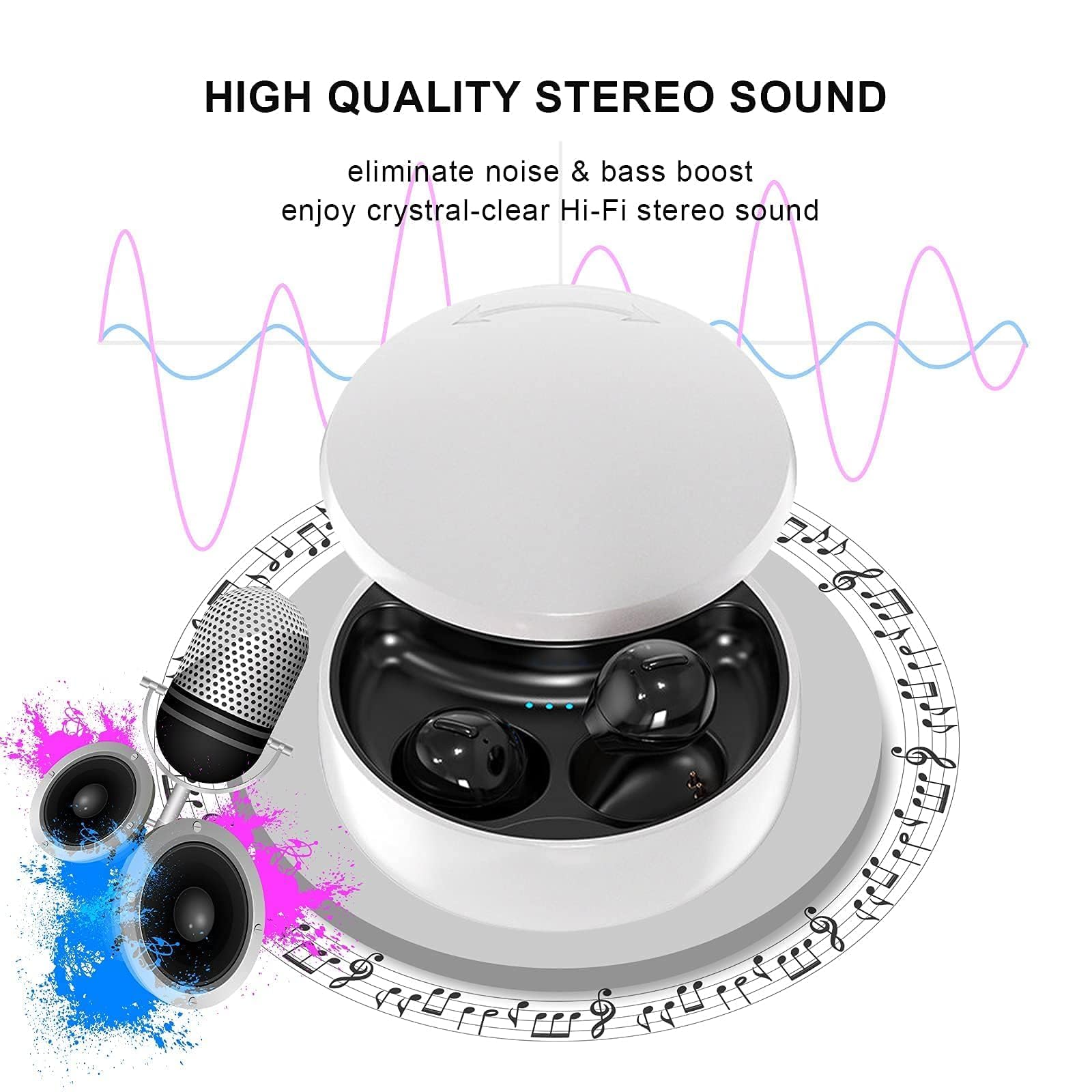 Auriculares invisibles inalámbricos con Bluetooth en el oído, mini auriculares discretos y pequeños para dormir, ocultos con funda de carga, auriculares para orejas pequeñas, trabajo, dormir, Android