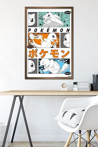 Miniatura 6 de Trends International Pokémon - Póster de pared de anime Trio, 34 pulgadas de largo x 22.4 pulgadas, versión enmarcada en bronce