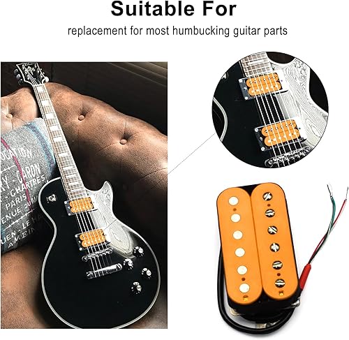 Miniatura 10 de SAPHUE Alnico 5 Pastilla Guitarra Eléctrica Humbucker Pastilla Doble Bobina Alnico V Piezas de Guitarra MarfilNegro