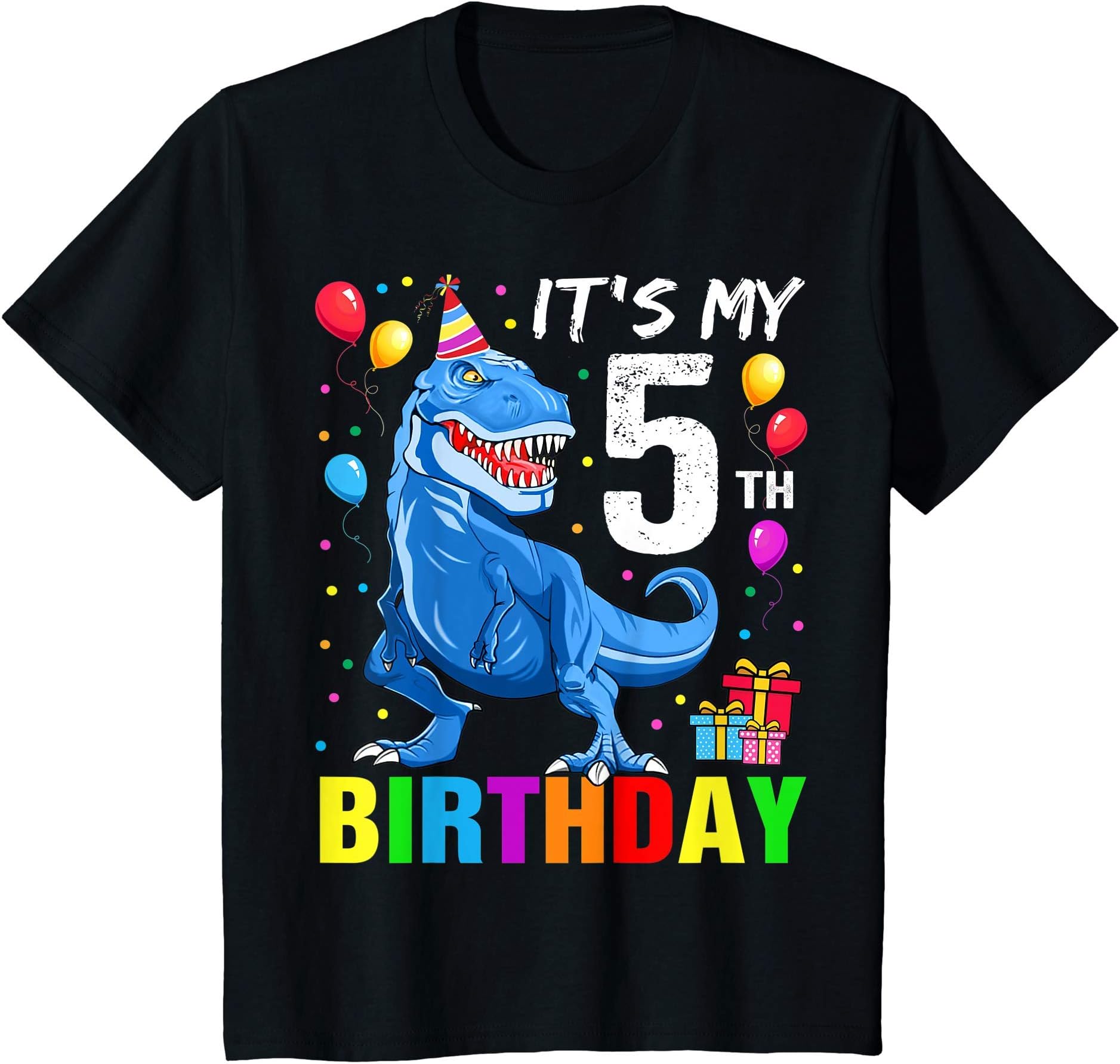 Happy Birthday Kids Dinosaur Lover ShirtYouth It's My 5th Birthday Happy 5 Year T-Rex Shirt Boys T-ShirtOEKO-TEX STANDARD 100