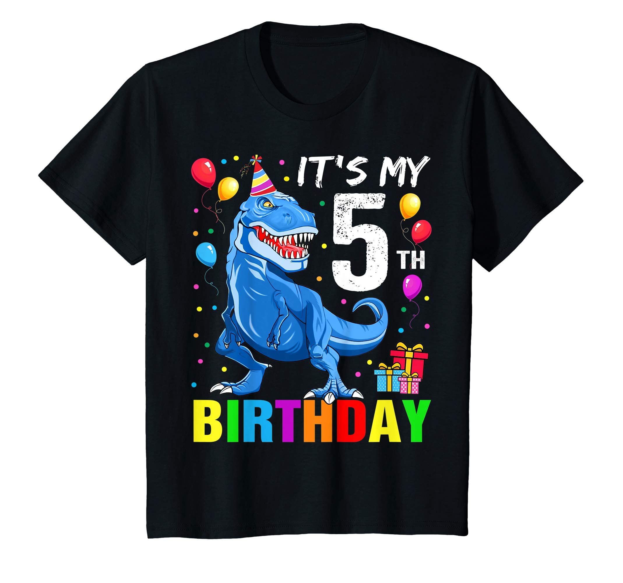 Happy Birthday Kids Dinosaur Lover ShirtYouth It's My 5th Birthday Happy 5 Year T-Rex Shirt Boys T-ShirtOEKO-TEX STANDARD 100