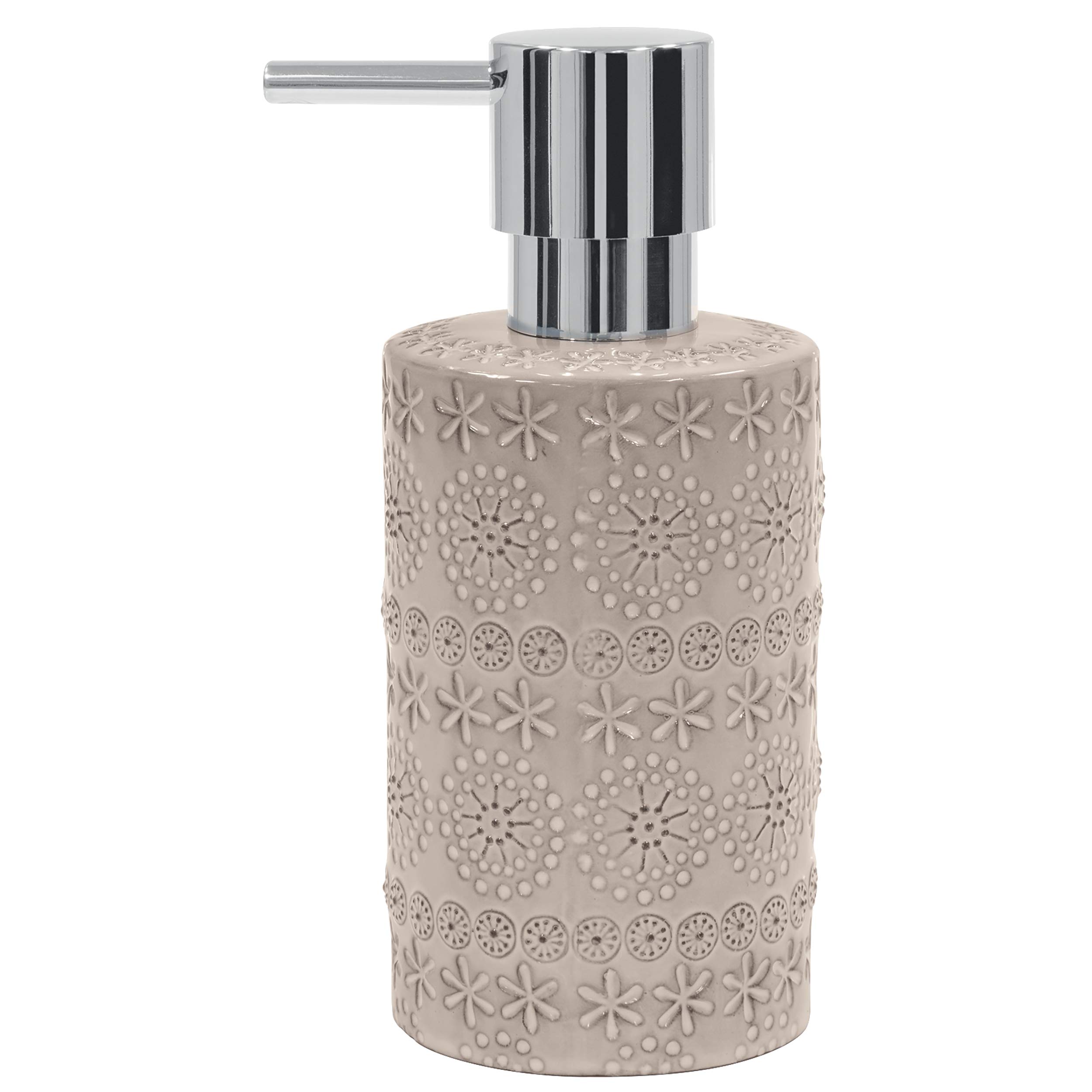 Spirella Seifenspender Relief | Flüssigseifen-Spender | Porzellan | 300ml | Langliebig und Robust | Beige, Distributeur de Savon