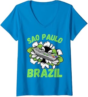 Sao Paulo Brazil Video Gaming Vacation Travel Gamer V-Neck T-Shirt