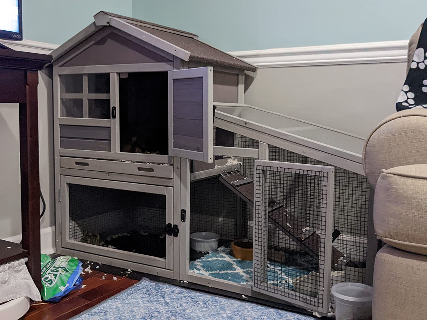 30/mo Finance Gutinneen Rabbit House Indoor Outdoor Rabbit Hutch with Ventilation Door,Wooden