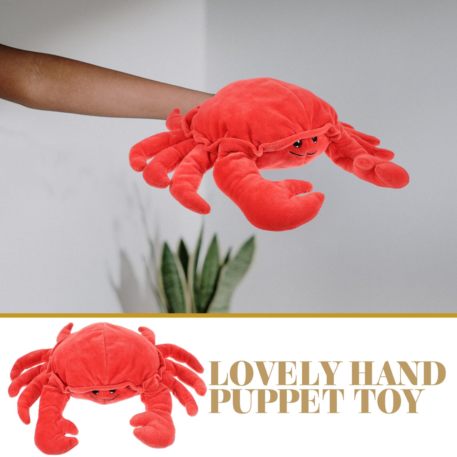 Marioneta de Mano Cangrejo Rojo de PP Algodón, Muñeco Cute | Peluche Interactivo para Contar Historias y Dormir, Fácil de Limpiar, para Bebés y Adultos