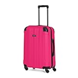 Out of Bounds Lightweight Hardshell 4-Wheel Spinner Luggage, Magenta, 24-Inch Checked
